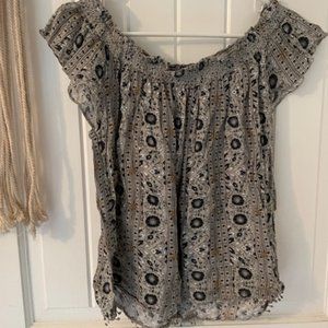 American Eagle off the shoulder boho pattern top